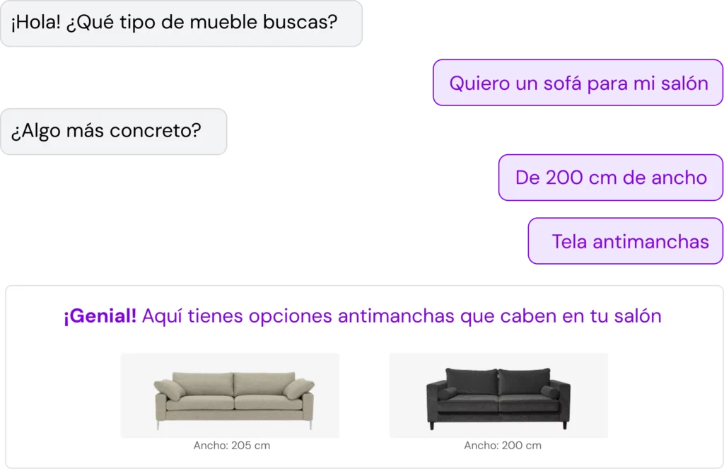 buscador para eCommerce de muebles -guia-conversacional-Technologies Kimera