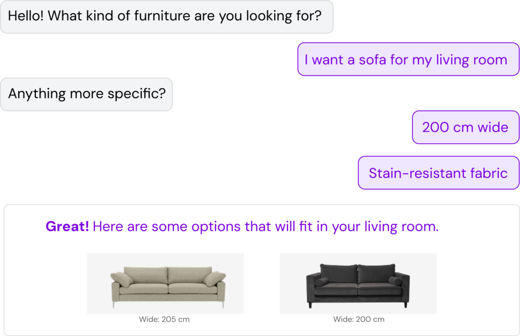 buscador para eCommerce de muebles -guia-conversacional-Technologies Kimera