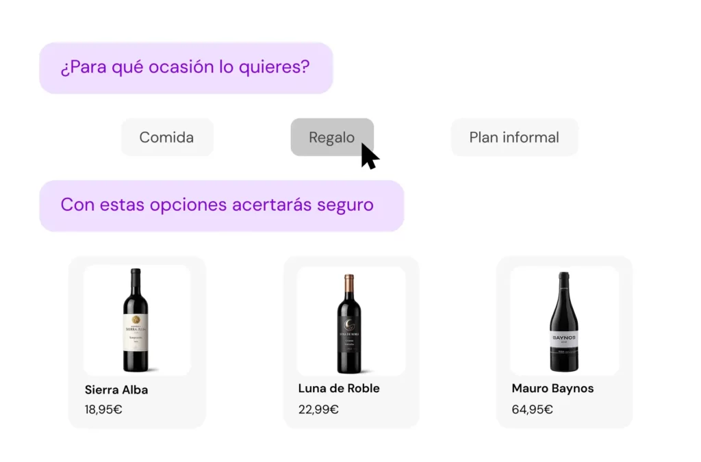 busqueda incompleta vinos Kimera asistente de compra