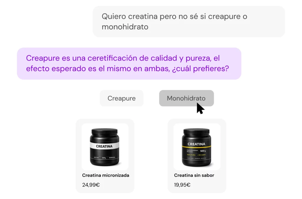 duda entre opciones Kimera asistente de compra