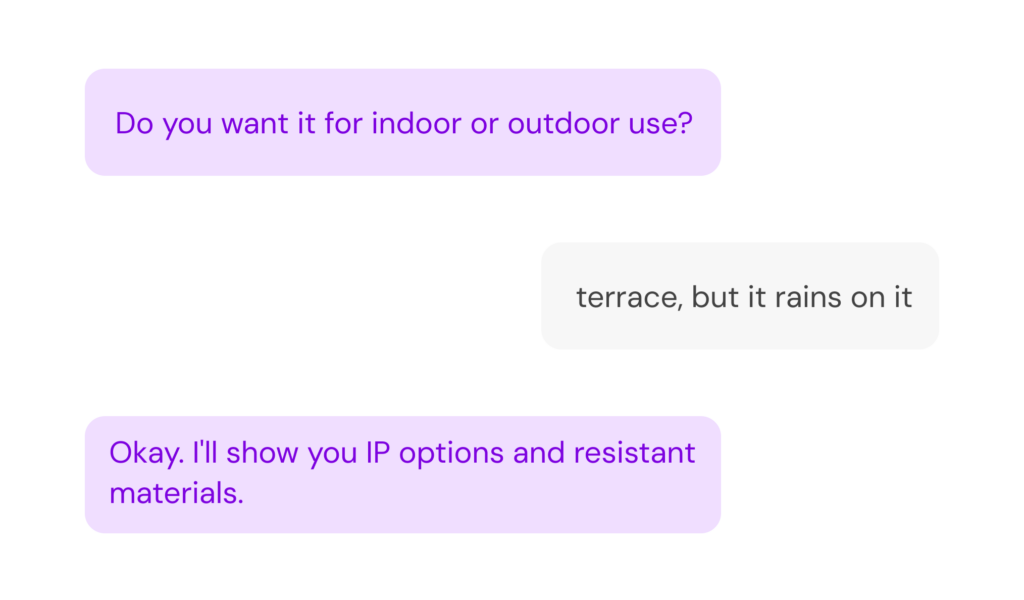 indoor outdoor compatibility - shopping assistant for home ecommerce - kimera
