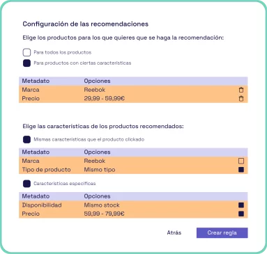 Reglas de recomendación - Kimera Technolgies